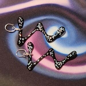 Black and Silver Zigzag Earrings